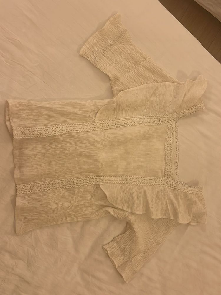 White Ruffle Top