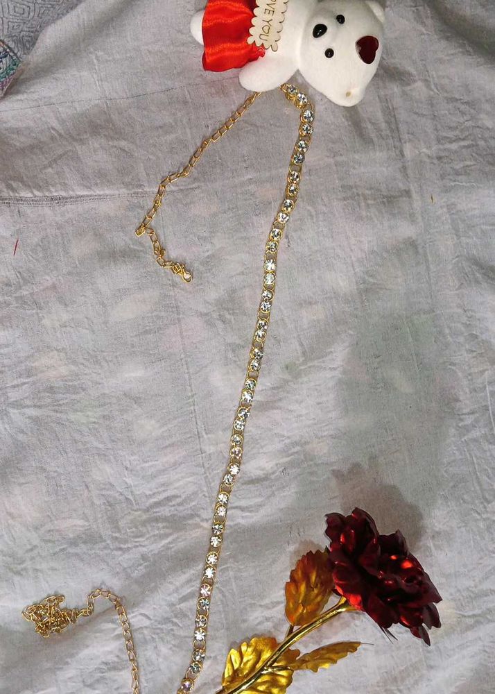Gold Rhinestone Chain Necklace