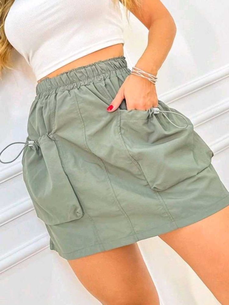 Olive Parachute Skirt