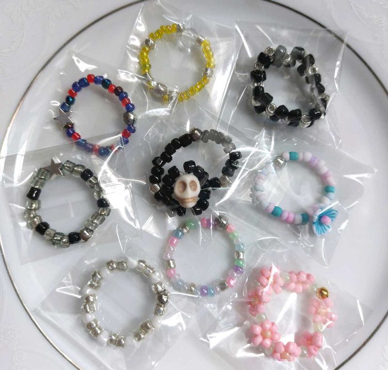 Beaded Rings - Assorted Styles 5 Pcs
