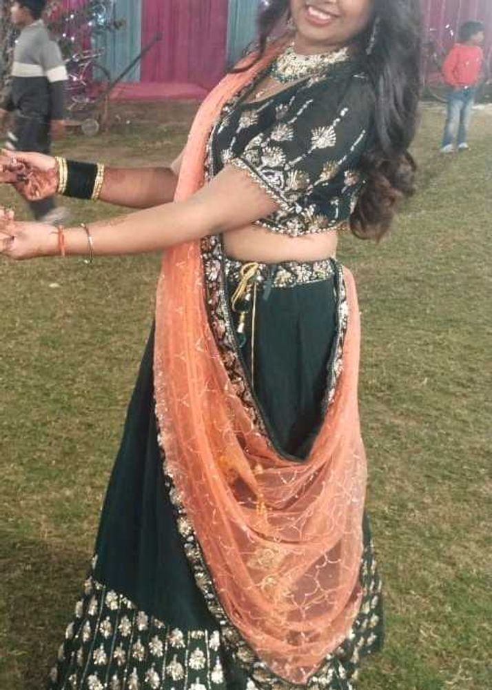Gorgeous Green &amp; Gold Lehenga