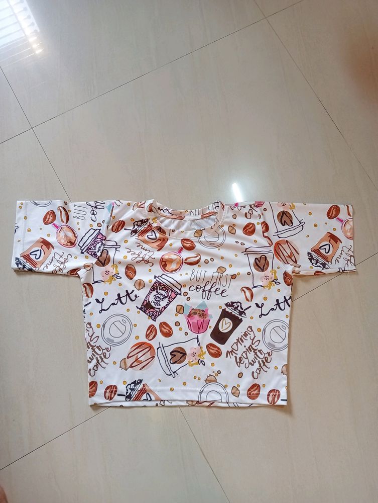 Coffee Design Crop Top