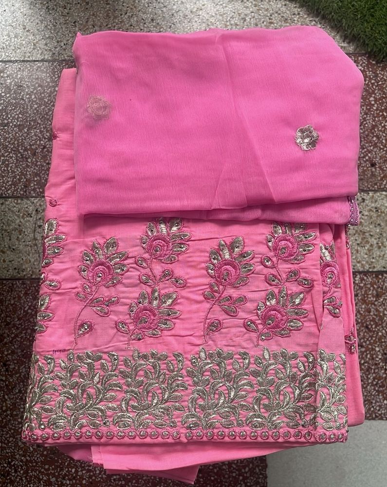 3 pcs gota patti type embroidery suit fabric