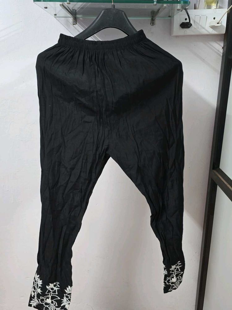 Embroidered Black Pant