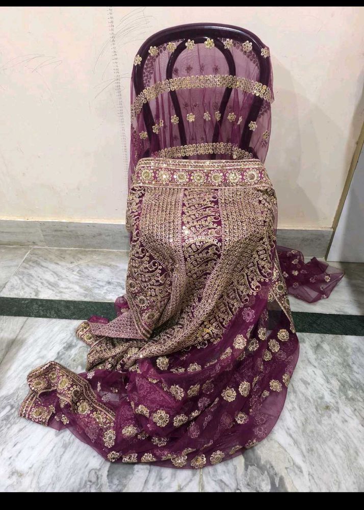 Purple heavy work saree