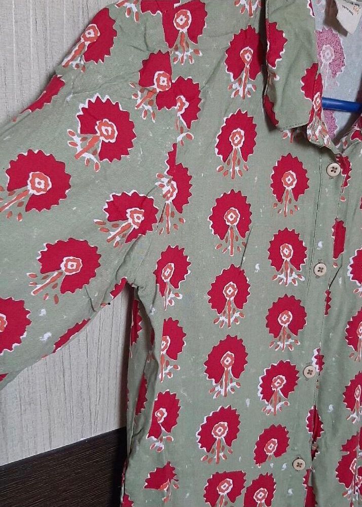 Floral Print Button-Down Shirt