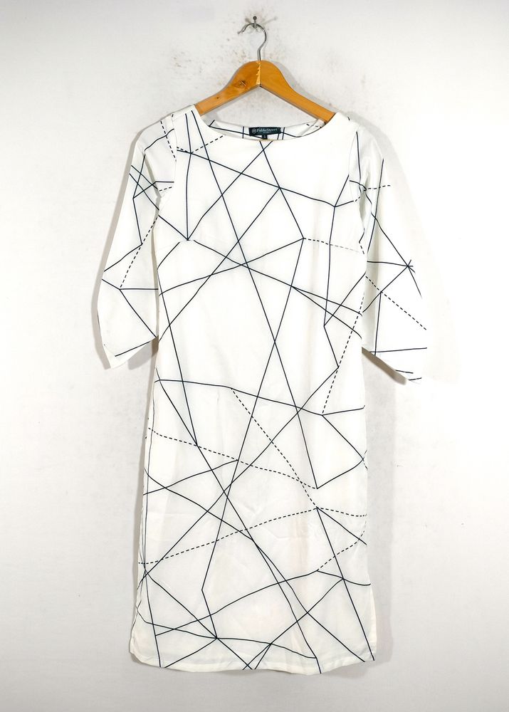 White With Black Lines Dresses (Women&#39;s)