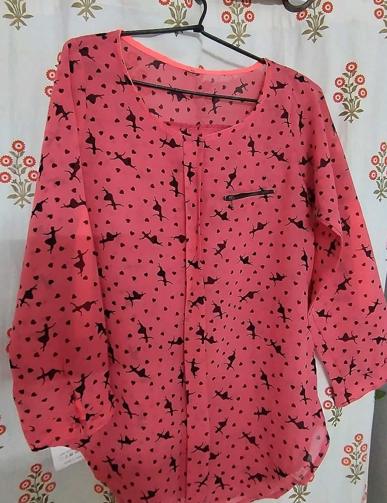 Peach Dancer Print Top