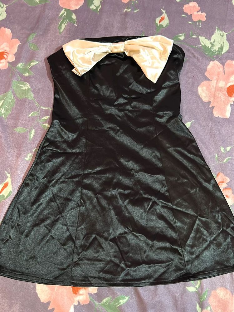 Black Strapless Mini Dress with Bow Size XS