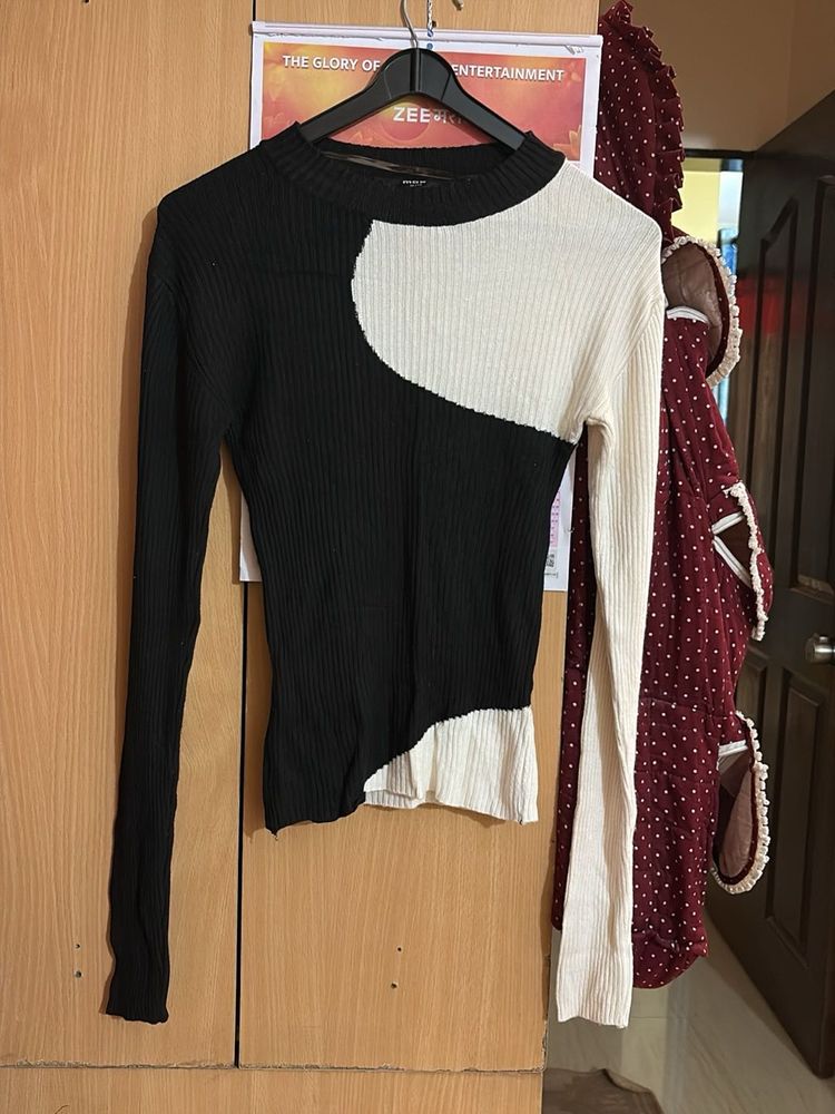 Two-Tone Knit Top