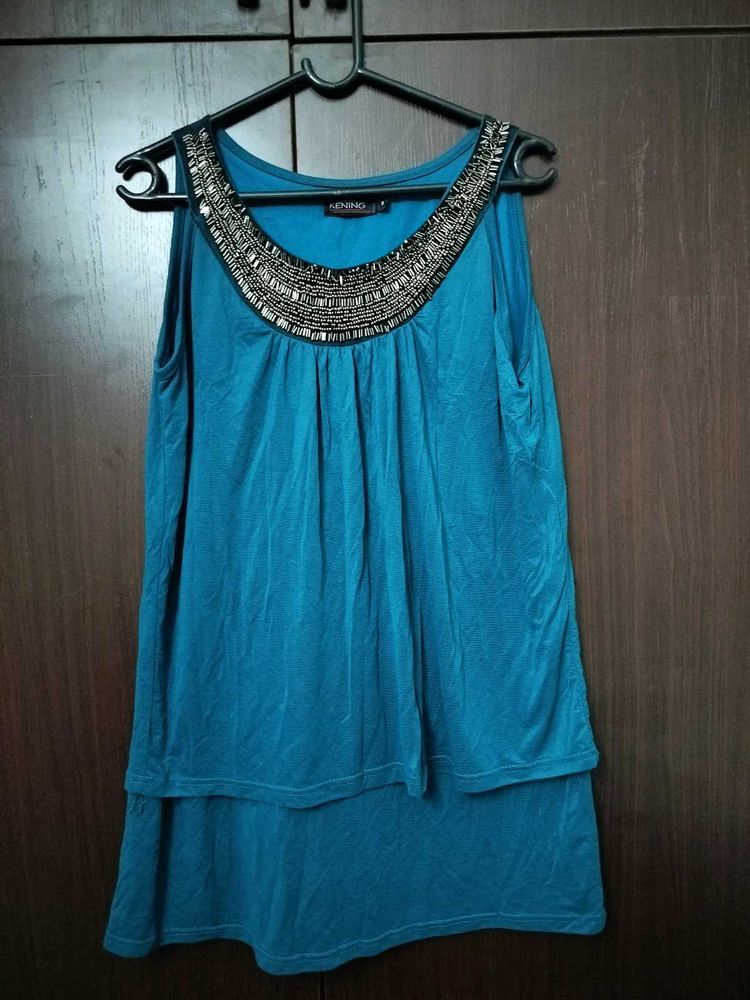 Beautiful Embellished Teal Blue Top