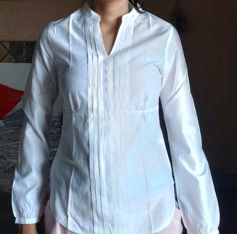 White Pleated Blouse