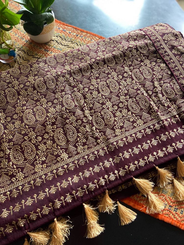 Maroon Cotton Saree Brand New