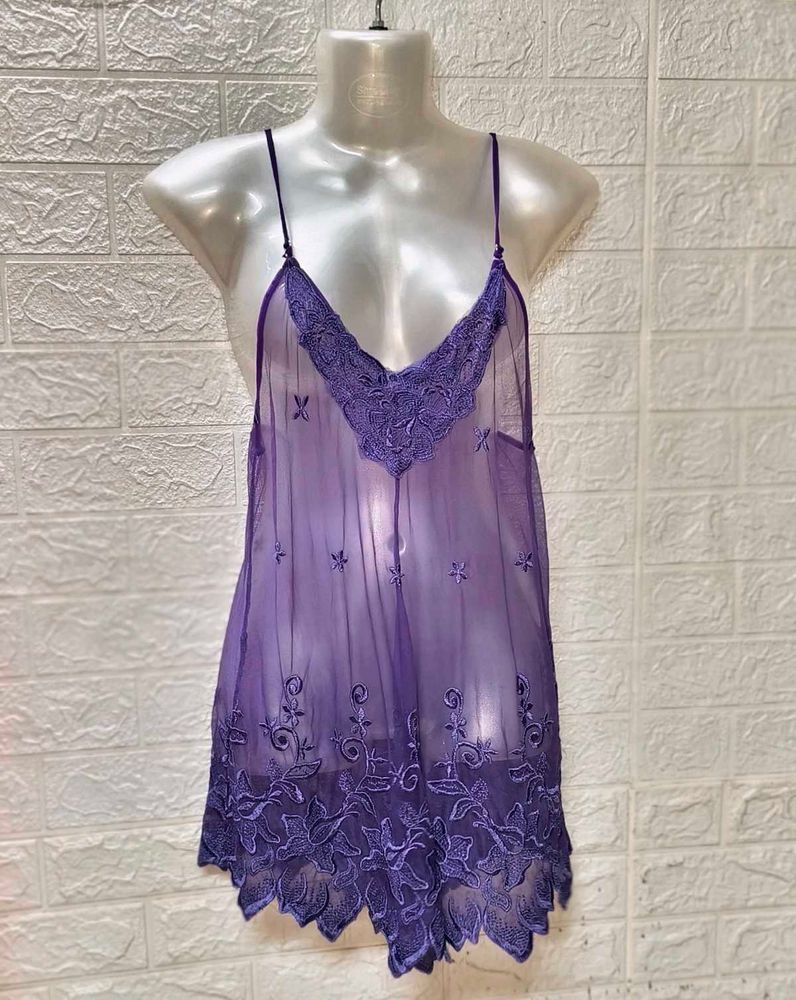 Lace &amp; Net Purple 💜 Sexy Night Dress/ Wear