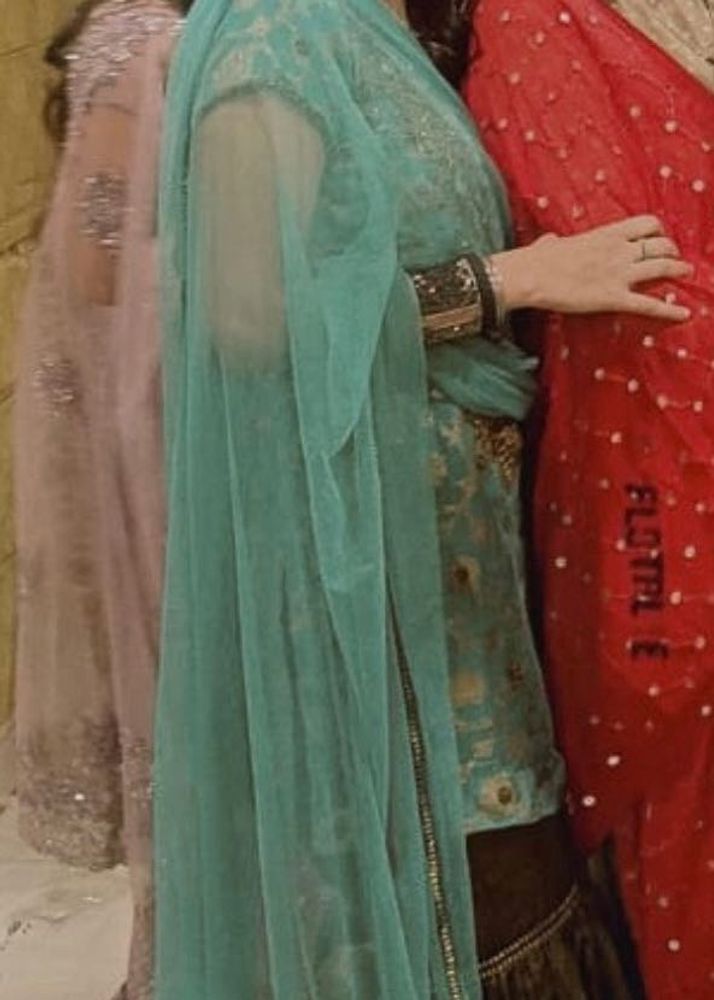 Teal Embroidered Pakistani Suit