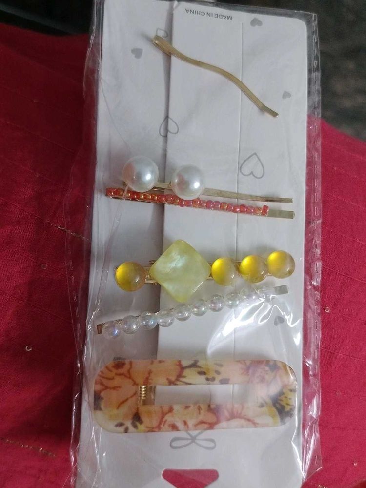 korean pearl Hair Clip Set - New