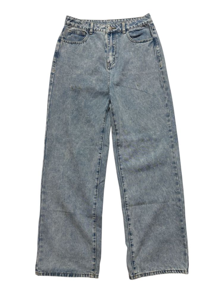 Acid Wash Wide Leg Jeans Waist: 28