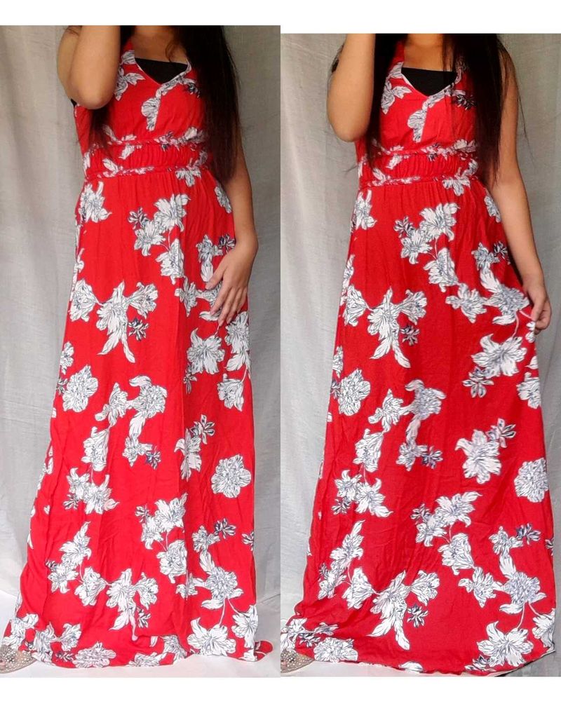Red Floral Maxi Dress