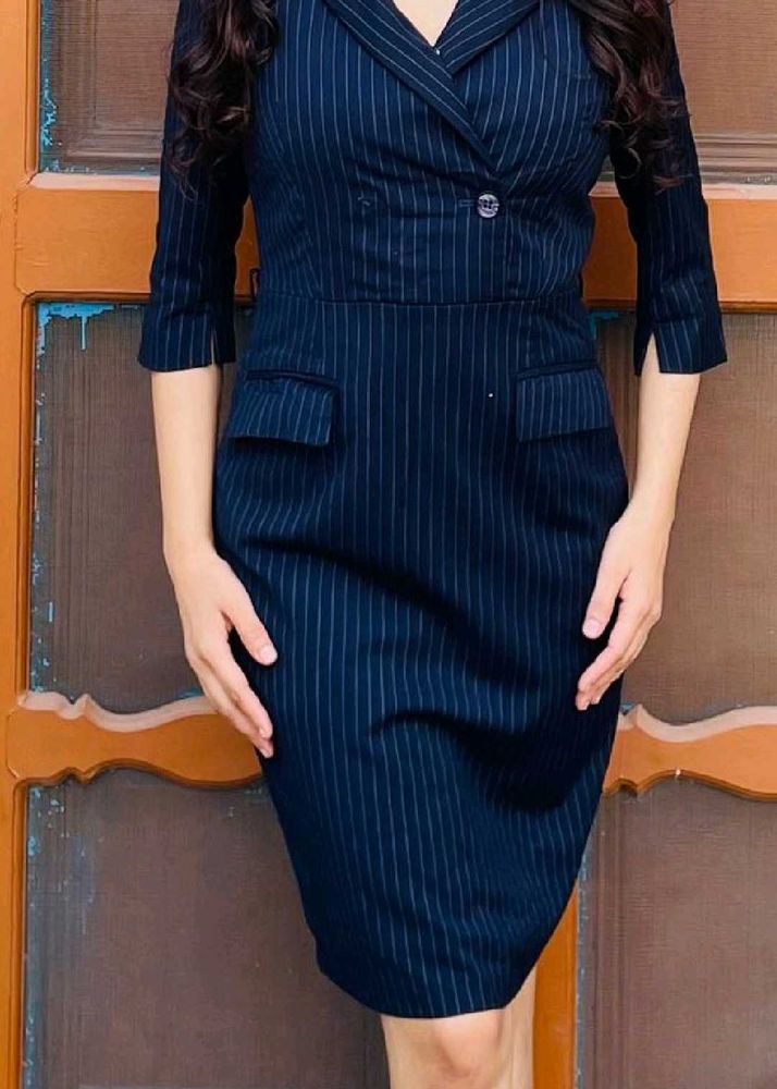 Navy Blue Partywear Office Dress