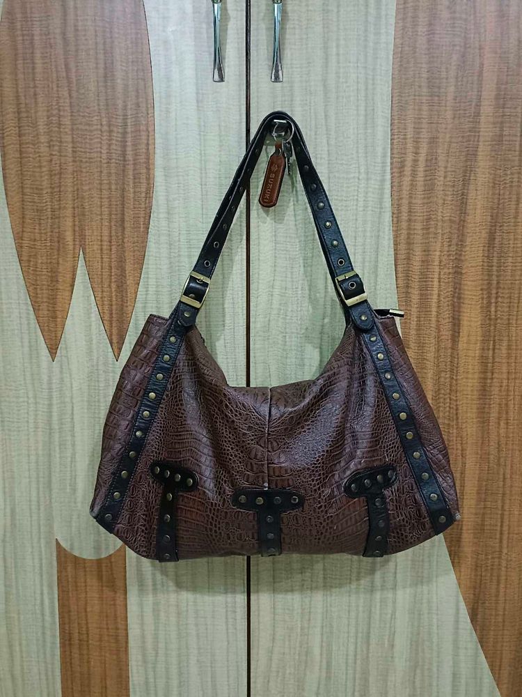 Genuine Leather Brown Shoulder Bag