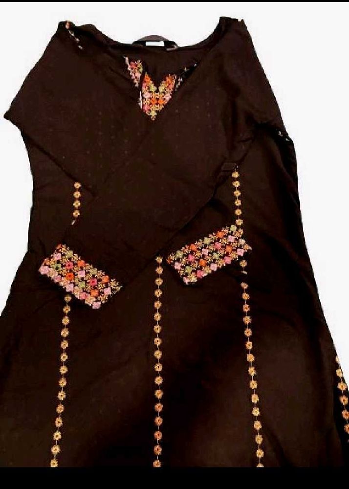 Coffee Brown Kurti With Design