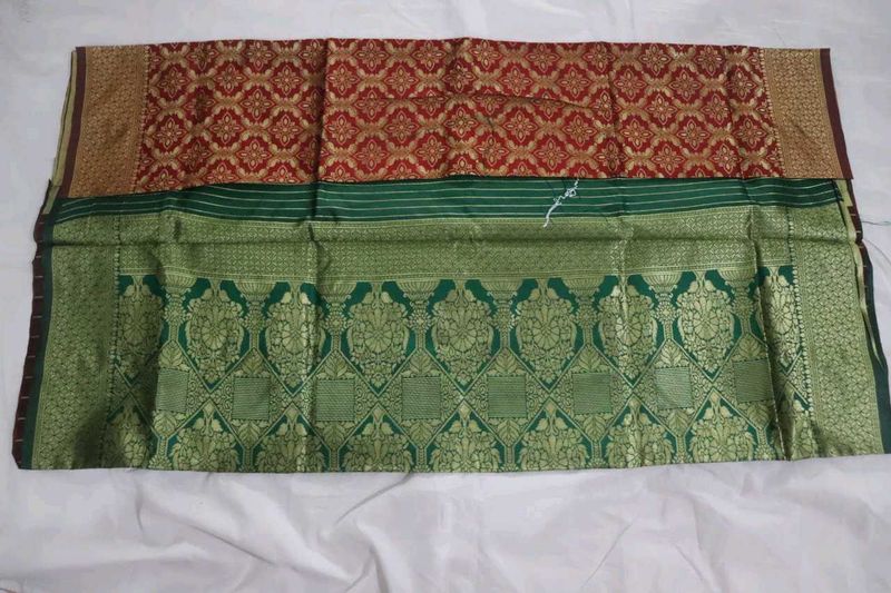 Elegant Green &amp; Maroon Patterned Fabric