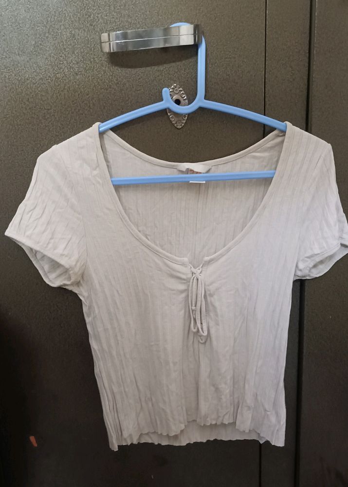 H&amp;M White Tie Up Top