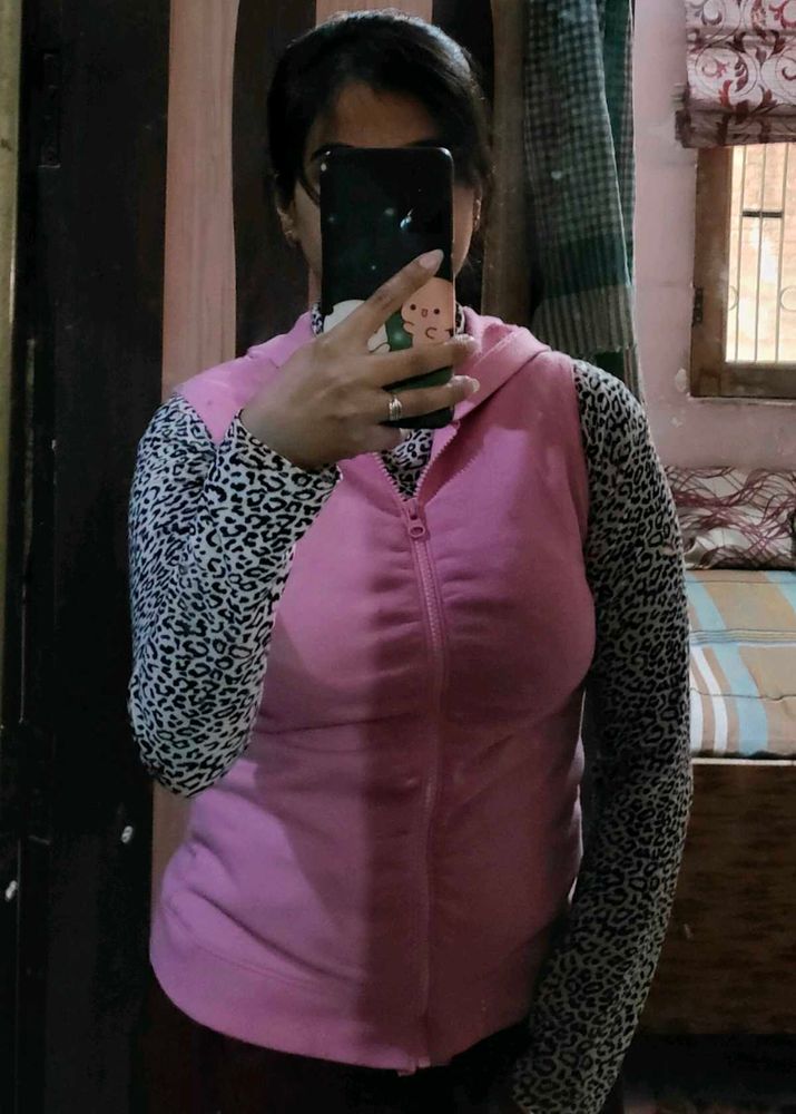 Baby Pink Sleeveless Hoodie