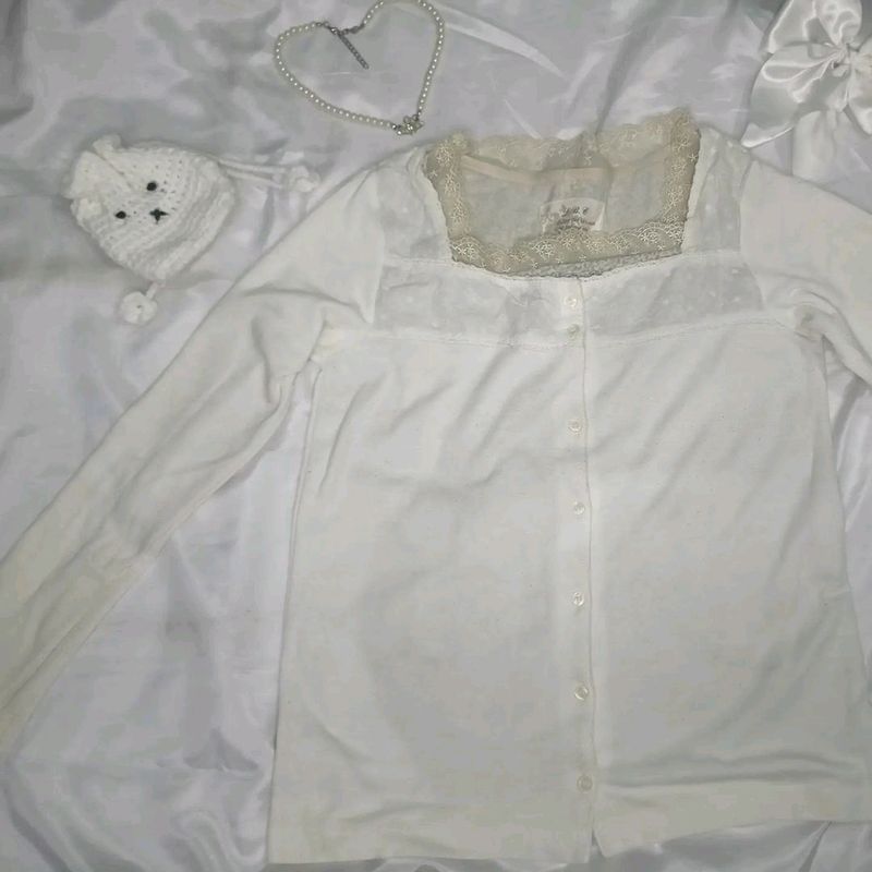 Coquette Double Layered Full Sleeves Top