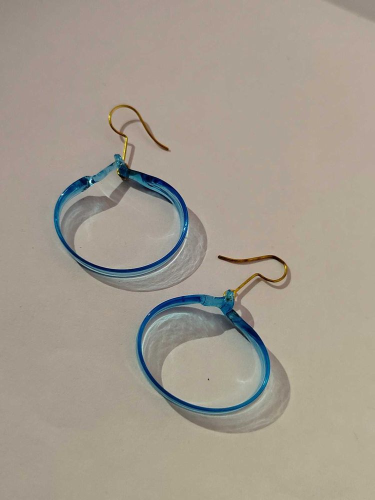 Blue Hoop Earrings