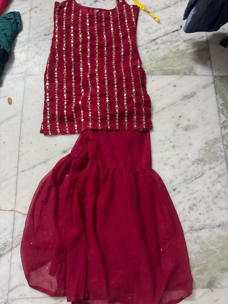 pink Embroidered sarara set