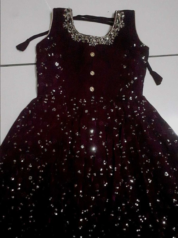 Kids Purple Georgette Sequin Work Churidar
