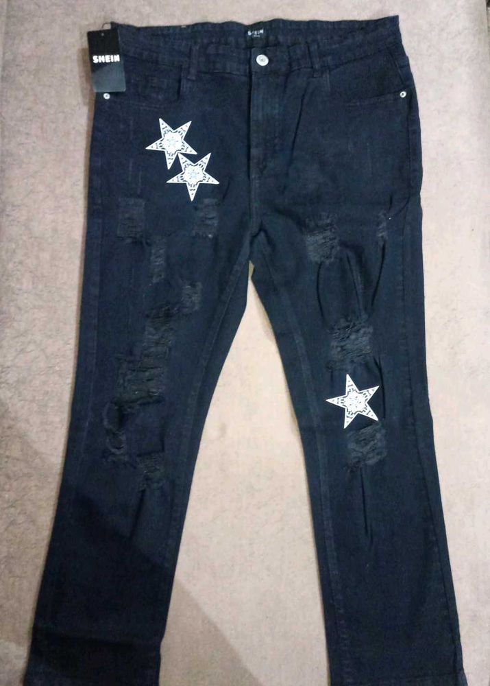 Shein Distressed Star Jeans