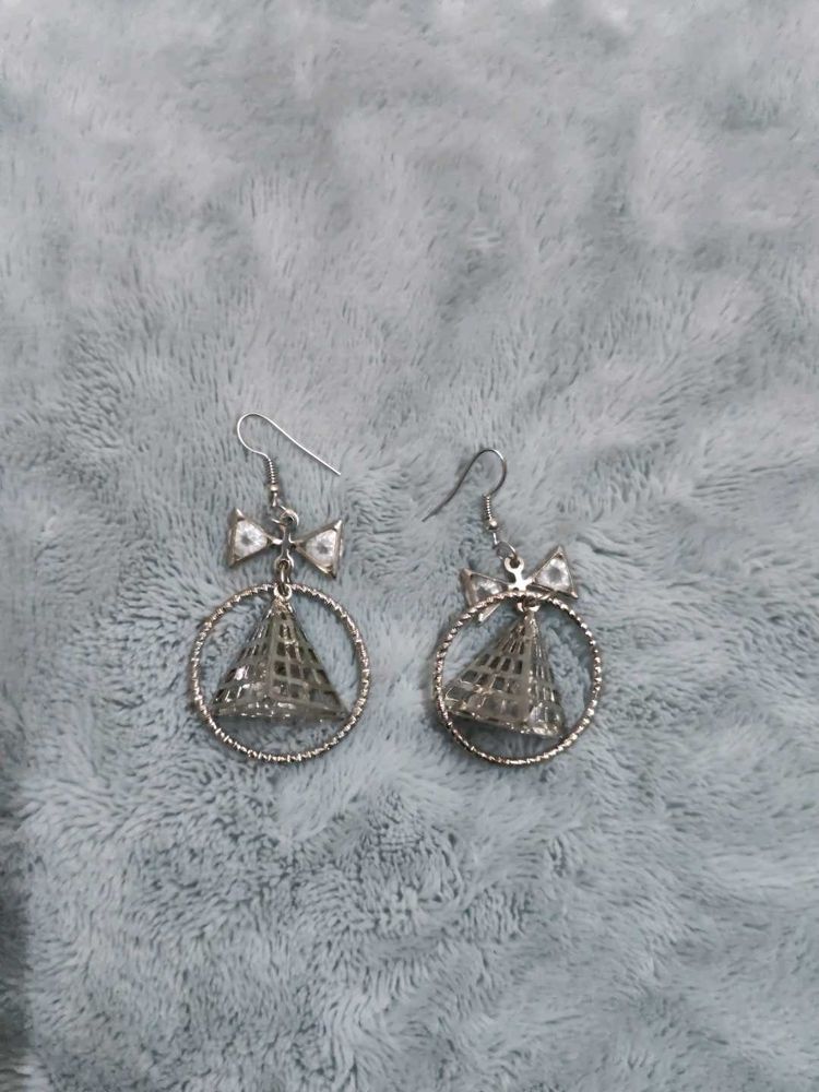 Cute Silver Bow Earrings