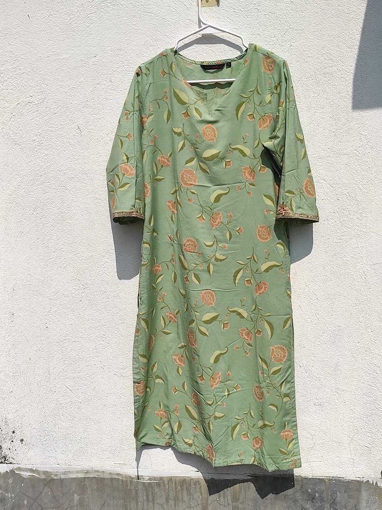 Rangmanch By Pantaloons Green Floral Printed Kurta