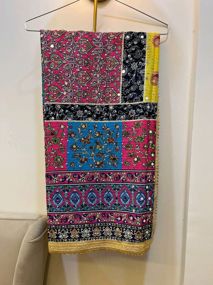 Karachi Heavy Mirror Work Dupatta ( multicolour)