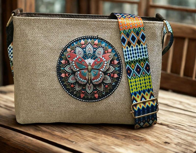 Butterfly Jacquard Crossbody Bag