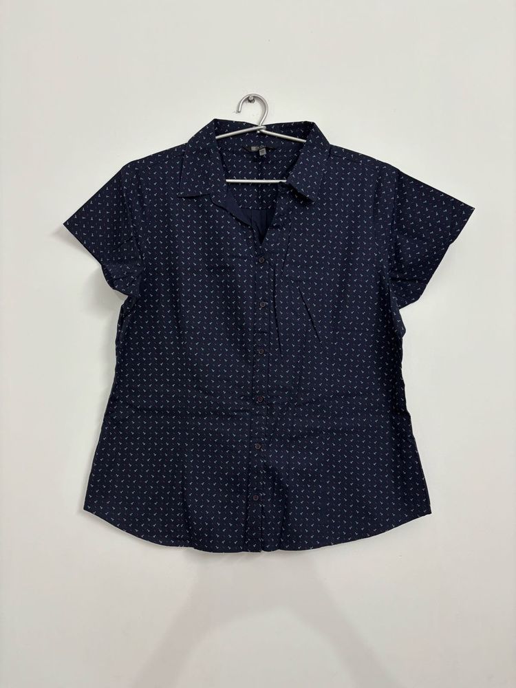 Navy Print Short Sleeve Shirt