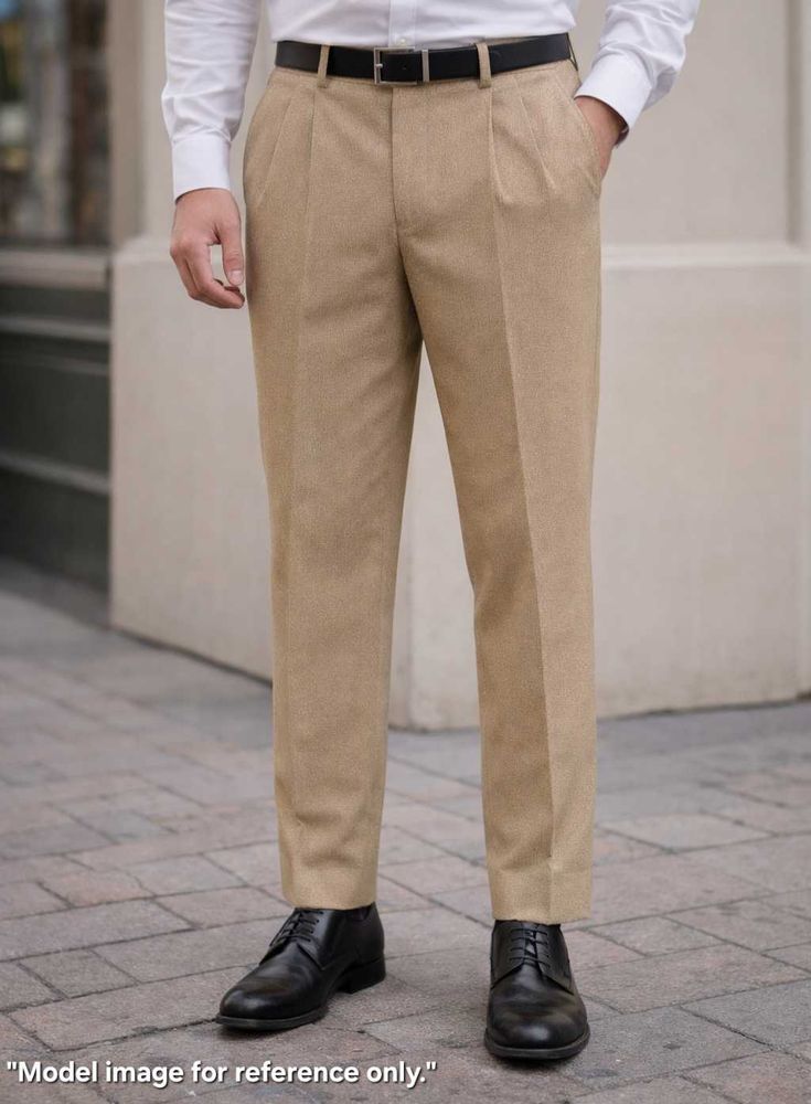 Men's Vintage Tan Pleated Formal Trouser