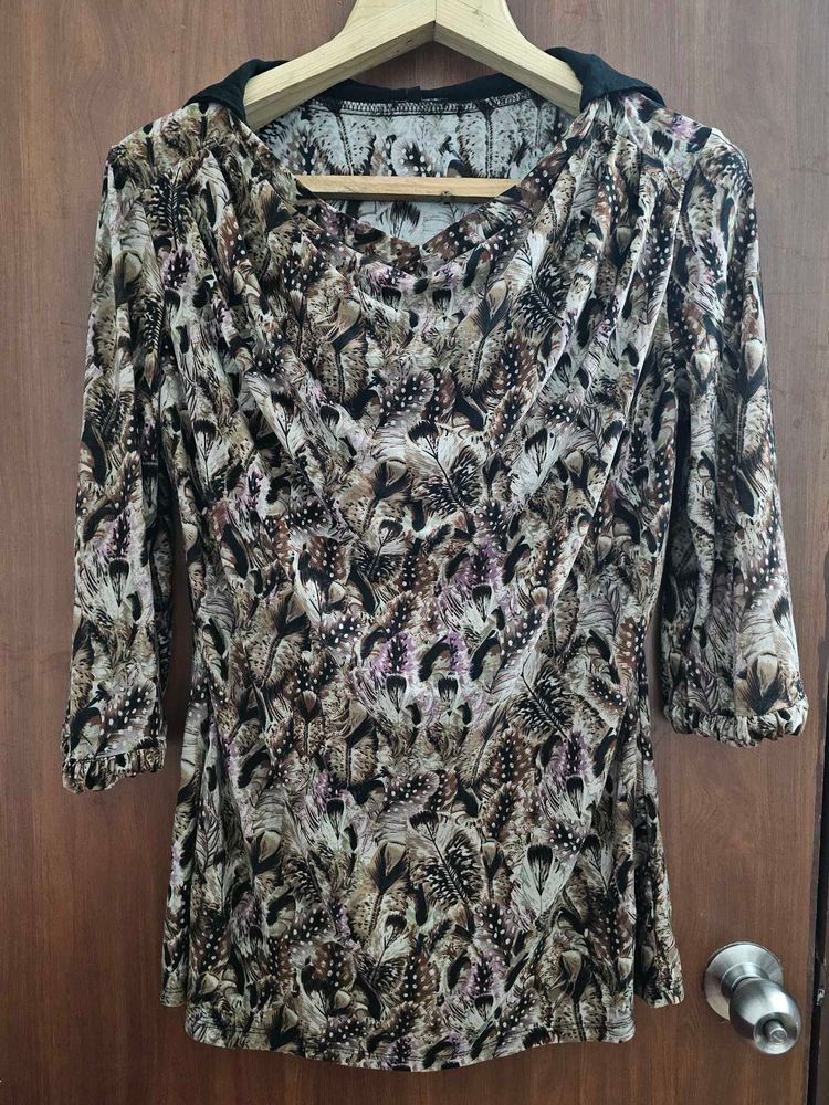 Feather Print Top