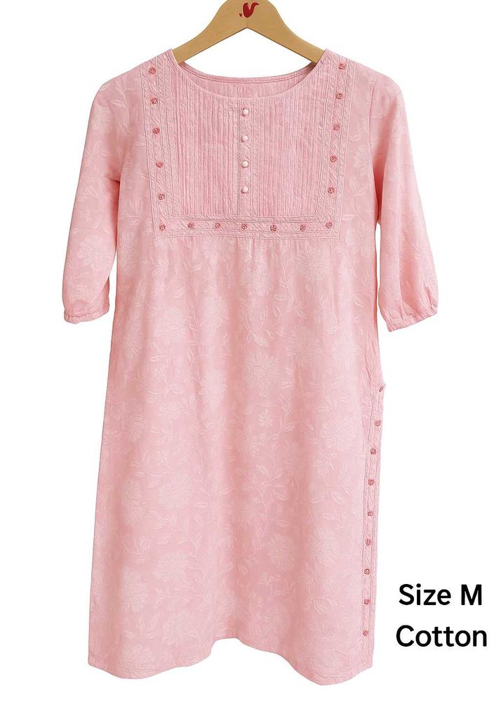 Pink Cotton Tunic Dress - Size M