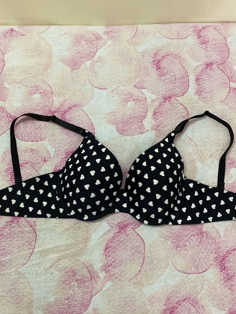Heart Print Bra
