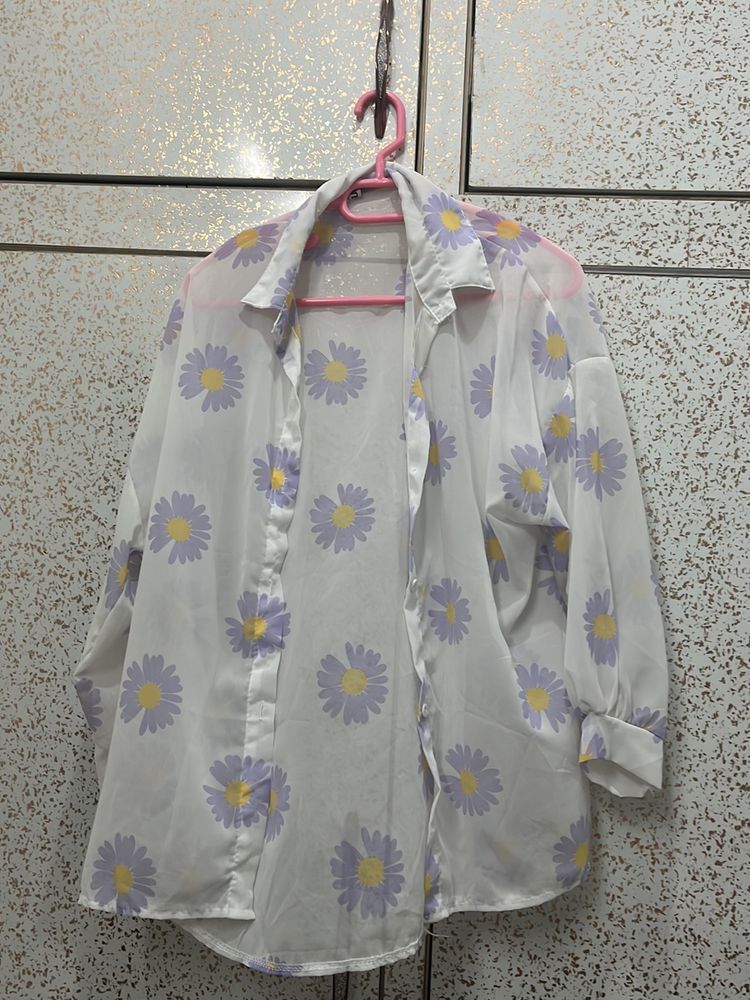 Oversized Transparent White Shirt