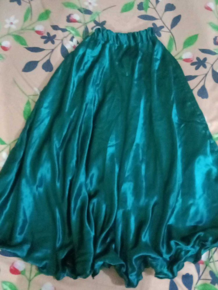 Emerald Green Satin Skirt
