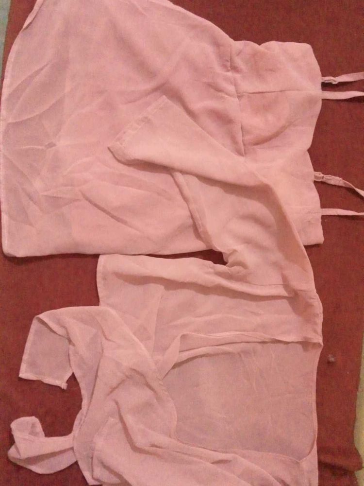 Sheer Pink 2-piece Tie-Front Top