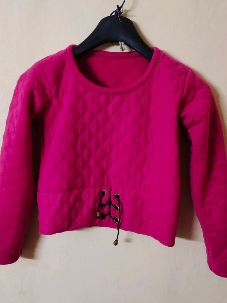 Pink Wool Crop Top