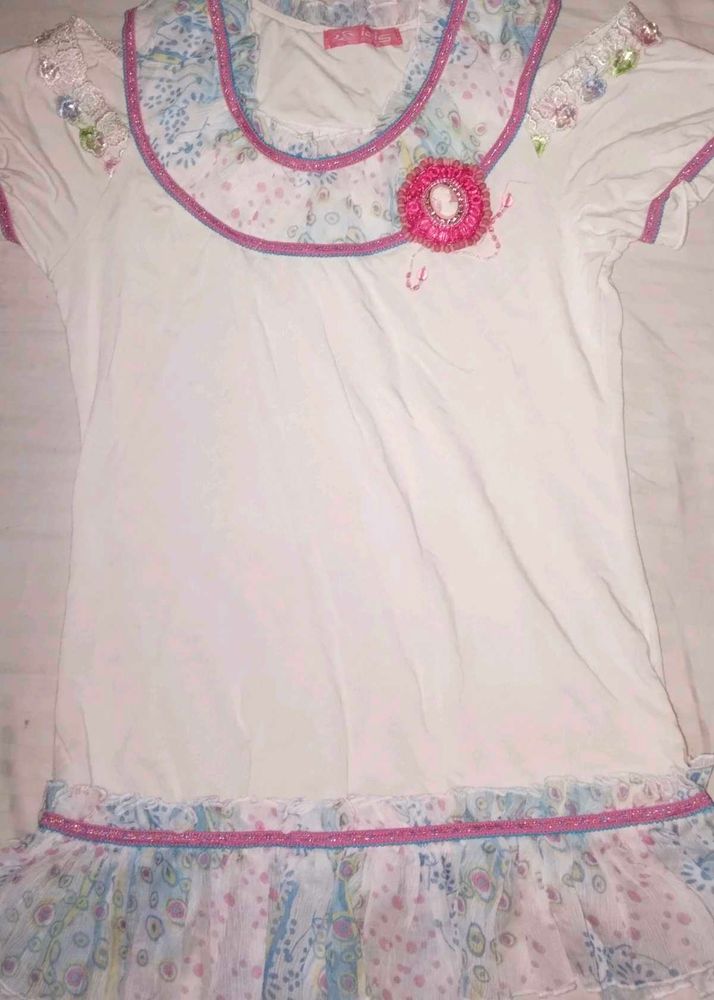 Cute White &amp; Pink Dress