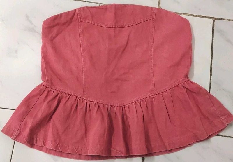 Peplum denim Tube Top