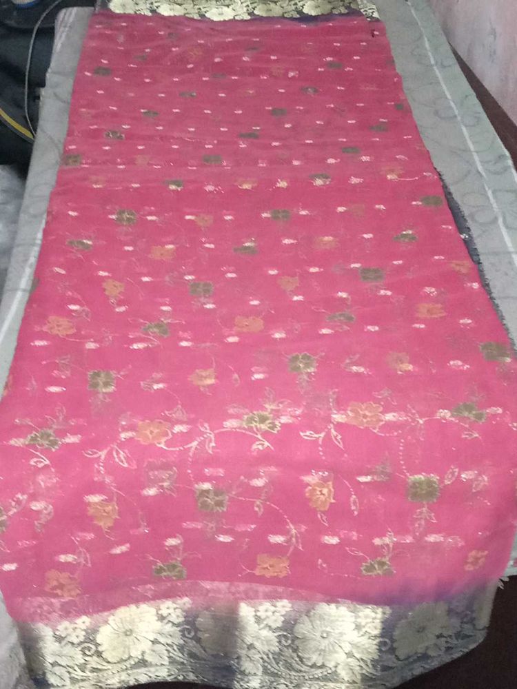 Elegant Pink Floral Saree