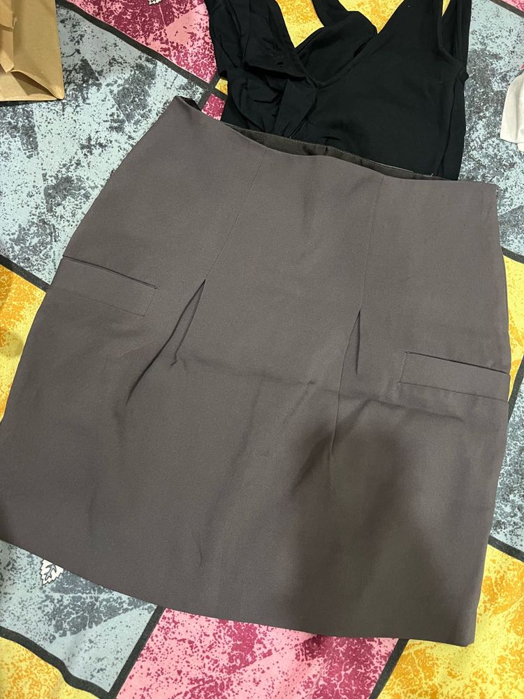 Gray Mini Skirt